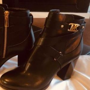 Michael Kors black leather booties